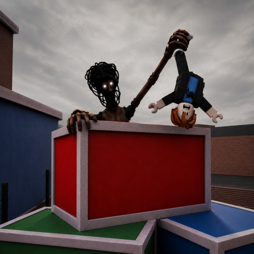 MM2 of The Locust Roblox icon showing Locust holding a player over colored cubes